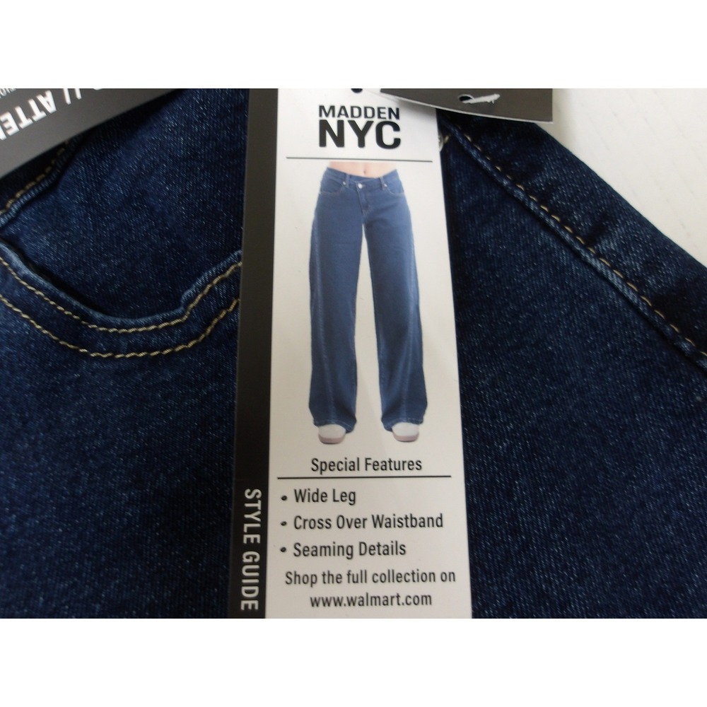 Madden NYC Womens Wide Leg Jeans Dark Wash Denim S 4-6 /#26729
